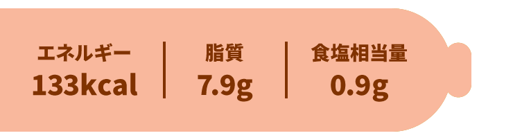 エネルギー：133kcal／脂質：7.9g／食塩相当量：0.9g